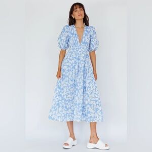 Muse Blue and White Floral Maxi Dress